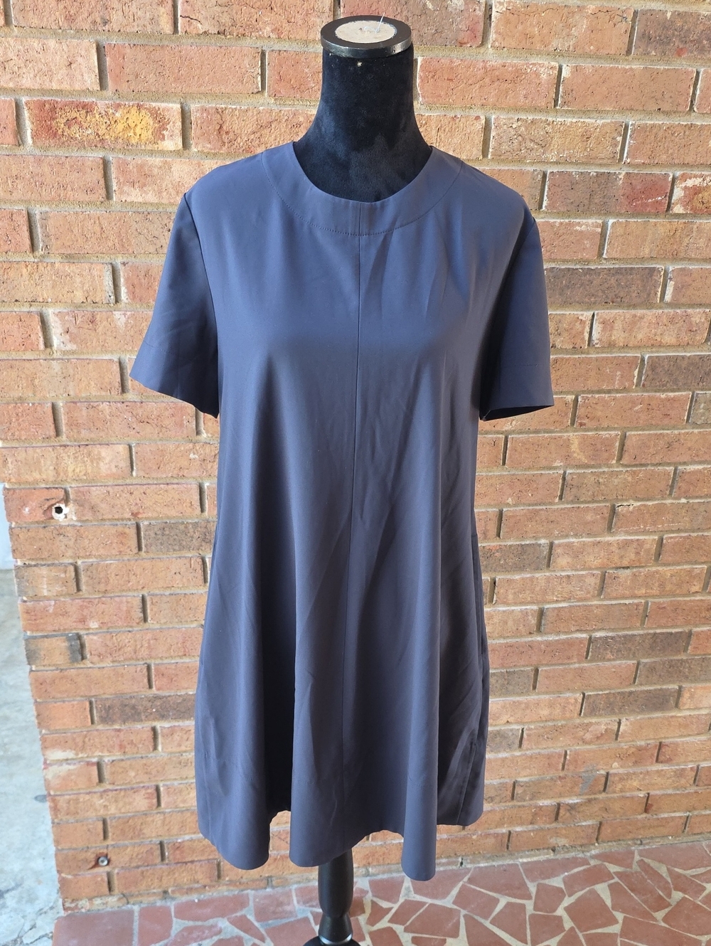MM. Lafleur Slate Blue Short-Sleeve A-Line Mini Dress Size Large